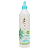 A bottle of BIOLAGE FINISHING SPRITZ HAIRSPRAY, 16.9oz size, with a white and green label, indicating it is a water-free, humidity-resistant hair spray.